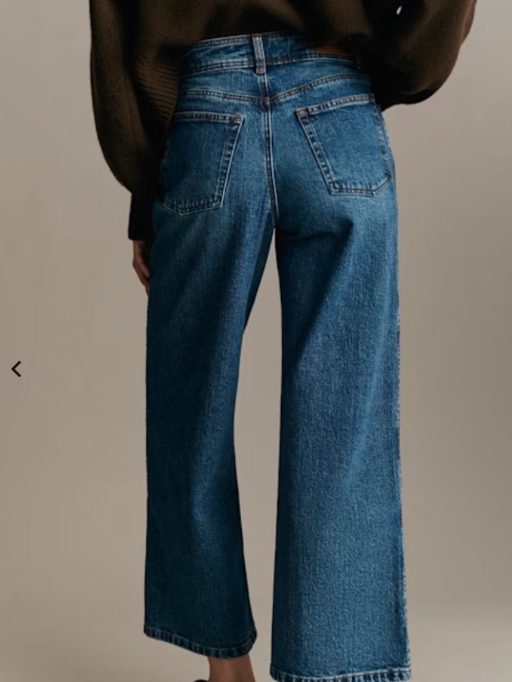 Sezane LE CROP Denim Blue Midwash Cropped Wide-Leg Jeans. Size 26
